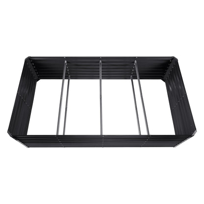 Hochbeet, 240 x 120 x 60 cm, Pflanzkasten aus verzinktem Metall, Pflanzkästen für den Außenbereich mit offenem Boden, für den Anbau von Blumen/Gemüse/Kräutern im Hinterhof/Garten/auf der Terrasse/auf dem Balkon, Dunkelgrau