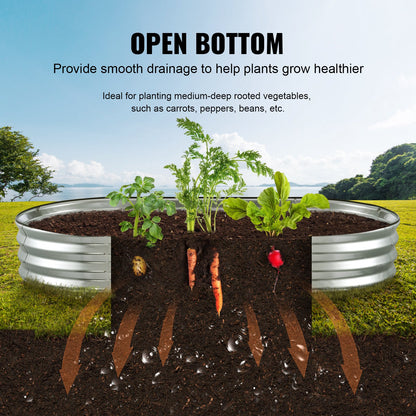 Hochbeet, 181,3 x 92,5 x 27,9 cm, Pflanzkasten aus verzinktem Metall, Pflanzkästen für den Außenbereich mit offenem Boden, für den Anbau von Blumen/Gemüse/Kräutern im Hinterhof/Garten/auf der Terrasse/auf dem Balkon, Silber