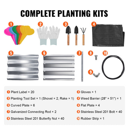 Hochbeet, 181,3 x 92,5 x 27,9 cm, Pflanzkasten aus verzinktem Metall, Pflanzkästen für den Außenbereich mit offenem Boden, für den Anbau von Blumen/Gemüse/Kräutern im Hinterhof/Garten/auf der Terrasse/auf dem Balkon, Silber