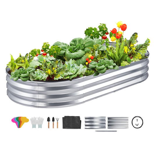Raised Garden Bed, 71.9 x 36.4 x 11 Inch Galvanized Metal Planter Box, Outdoor Planter Boxes with Open Base, for Growing Flowers/Vegetables/Herbs in Backyard/Garden/Patio/Balcony, Silver