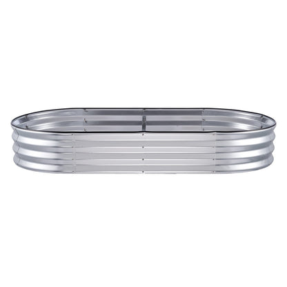 Hochbeet, 181,3 x 92,5 x 27,9 cm, Pflanzkasten aus verzinktem Metall, Pflanzkästen für den Außenbereich mit offenem Boden, für den Anbau von Blumen/Gemüse/Kräutern im Hinterhof/Garten/auf der Terrasse/auf dem Balkon, Silber