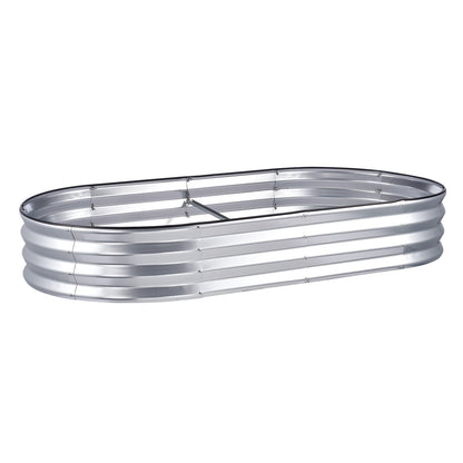 Hochbeet, 181,3 x 92,5 x 27,9 cm, Pflanzkasten aus verzinktem Metall, Pflanzkästen für den Außenbereich mit offenem Boden, für den Anbau von Blumen/Gemüse/Kräutern im Hinterhof/Garten/auf der Terrasse/auf dem Balkon, Silber