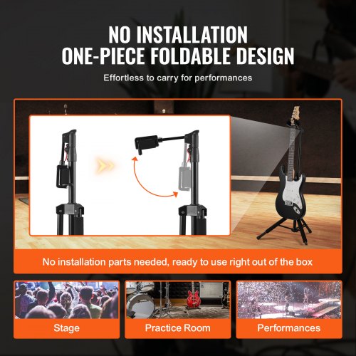 Dreibein-Gitarrenständer, bodenstehend, faltbar, 900–1200 mm (35,4–47,2 Zoll), höhenverstellbar | EU