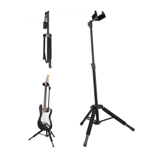 Tripod Guitar Stand, 33 lbs/15 kg Load Capacity, Floor-Standing Foldable Guitar Stand Display Rack with 35.4-47.2 in/900-1200 mm Adjustable Height, for Guitar Acoustic Electric Classical Bass