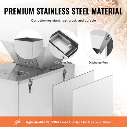 Partikelfüllmaschine, 0,022-2,2 lbs/10-1000 g, Automatische Abfüllmaschine mit Fußpedal, Edelstahl-Wiegefüllmaschine, Wiegefüller für Bohnen, Samen, Tee, Granulatverpackung