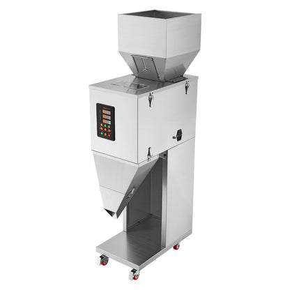 Partikelfüllmaschine, 0,022-2,2 lbs/10-1000 g, Automatische Abfüllmaschine mit Fußpedal, Edelstahl-Wiegefüllmaschine, Wiegefüller für Bohnen, Samen, Tee, Granulatverpackung