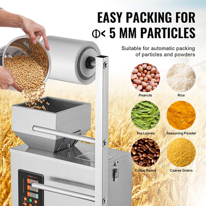 Automatic Particle Packing Machine, 0.002-0.22lbs/1-100g, Multi-function Pouch Powder Bag Weighing Filling Packing Machine, Powder Filling Machine for Tea Seeds Grain Flour Beans Glitter