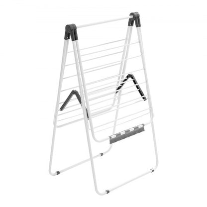 Foldable two-tier drying rack with sock clips and 21 drying rods white