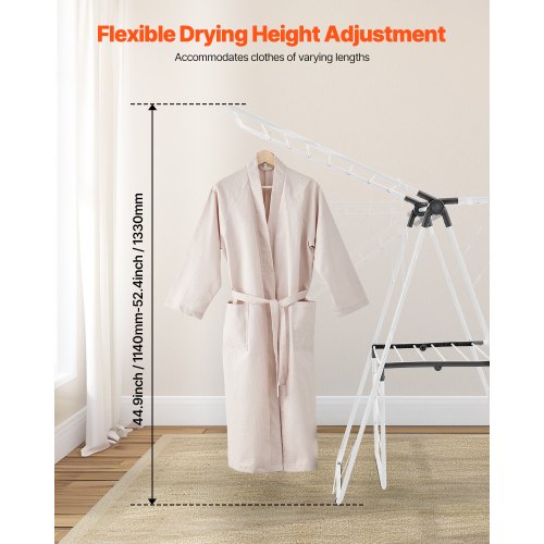 2-tier foldable clothes drying rack with sock clips and 31 drying rods white