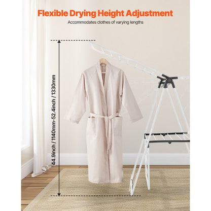 2-tier foldable clothes drying rack with sock clips and 31 drying rods white