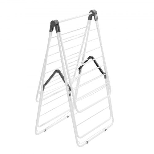 2-tier foldable clothes drying rack with sock clips and 31 drying rods white
