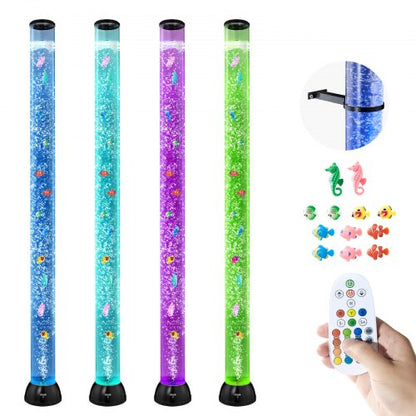 Sensory Bubble Tube Lamp, 5 ft Bubble Fish Tube, Sensory Aquarium Lamp with 10 Floating Fish & 16 Color Effects, Remote Control, Stress Relief Calming Light for Bedroom Living Room Home Decor