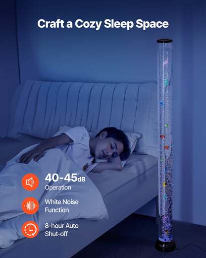 Sensory Bubble Tube Lamp, 5 ft Bubble Fish Tube, Sensory Aquarium Lamp with 10 Floating Fish & 16 Color Effects, Remote Control, Stress Relief Calming Light for Bedroom Living Room Home Decor