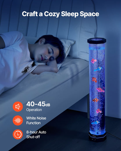 Sensory Bubble Tube Lamp, 2.67 ft Bubble Fish Tube, Sensory Aquarium Lamp with 6 Floating Fish & 16 Color Effects, Remote Control, Stress Relief Calming Light for Bedroom Living Room Home Decor