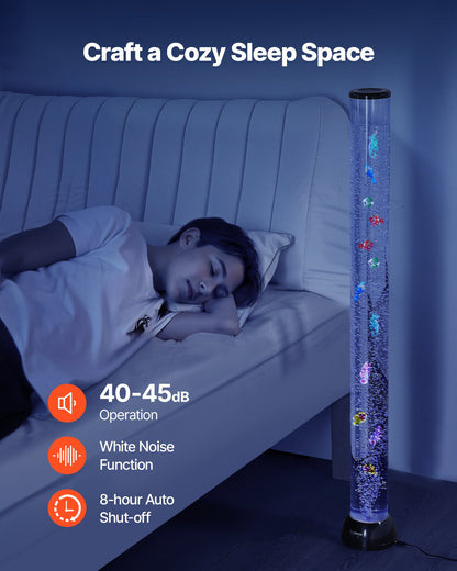Sensory Bubble Tube Lamp, 4 ft Bubble Fish Tube, Sensory Aquarium Lamp with 10 Floating Fish & 16 Color Effects, Remote Control, Stress Relief Calming Light for Bedroom Living Room Home Decor
