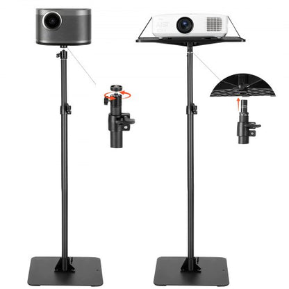 Projector Stand, Projector Floor Stand with Adjustable Height 30.3 to 63.4 inch, 360° Horizontal Rotation Projectors Cart for Meetings, Outdoor Movies, Video Stand, Gimbal Mount or Tray Support