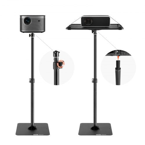 Projector Stand, Projector Floor Stand Adjustable Height from 30.3 to 63.4 in, Projector Mount with Tray, Ideal for Outdoor Movies, Home, Office, Stage and Studio, Black