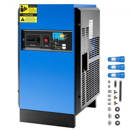 Compressed Air Dryer, 125CFM Refrigerated Air Dryer, 110-120V Industrial Refrigerated Air-Drying System for 20HP, 25HP & 30HP Compressors - with Color Screen Control Panel and Automatic Drainage