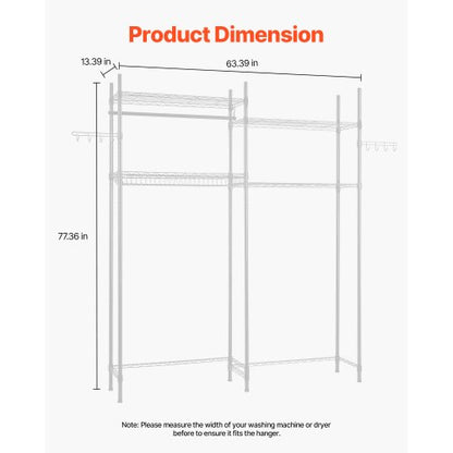 Lagerregal für Waschmaschine und Trockner, zweireihig, 4 Ebenen, Waschmaschinenständer, weiß | EU