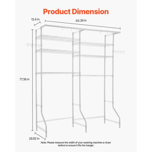 Über Waschmaschine und Trockner Lagerregal Zwei Reihen 6 Ebenen Waschbecken Weiß | EU