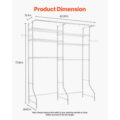 Über Waschmaschine und Trockner Lagerregal Zwei Reihen 6 Ebenen Waschbecken Weiß | EU