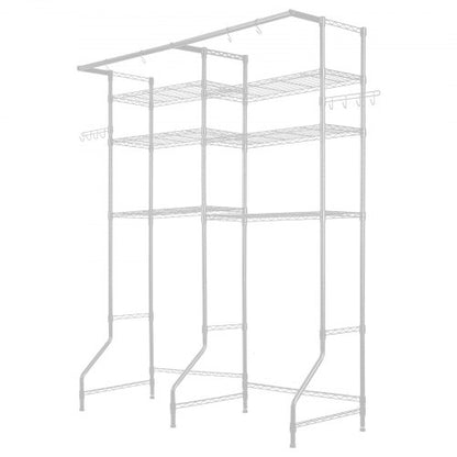 Über Waschmaschine und Trockner Lagerregal Zwei Reihen 6 Ebenen Waschbecken Weiß | EU