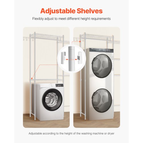 Over Tvättmaskin och torktumlare Förvaringshylla Två rader 5 våningar Tvättställ Vit |  EU