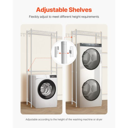 Over Tvättmaskin och torktumlare Förvaringshylla Två rader 5 våningar Tvättställ Vit |  EU