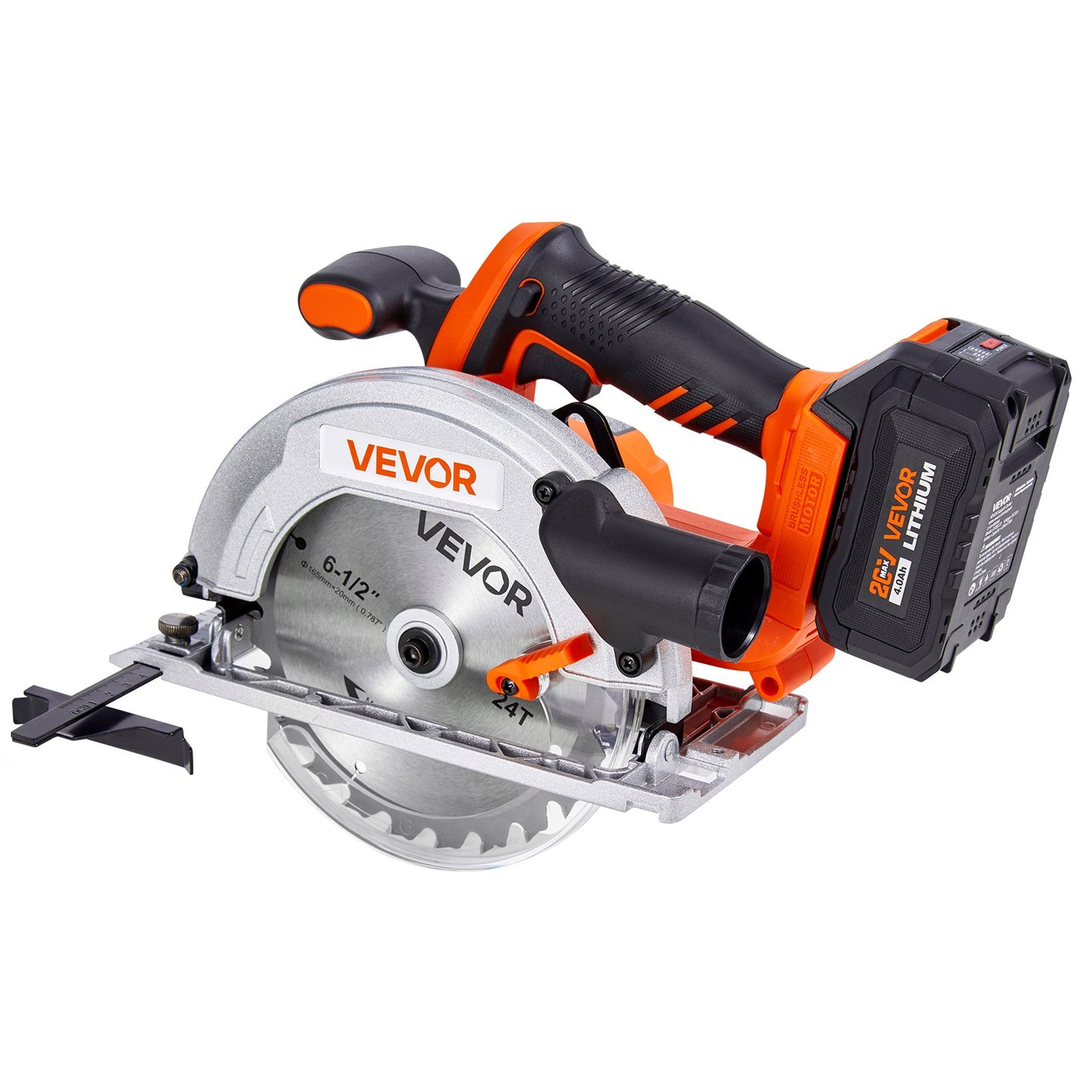 Cordless Circular Saw, 6-1/2 inch Blade, 4700 RPM Speed, 0-45 Degree Bevel Capability, Brushless Motor, LED Light, Electric Circular Saw Kit with Battery and Charger Included, for Wood Cutting