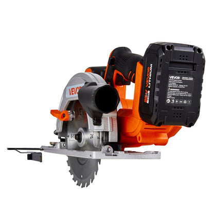 Cordless Circular Saw, 6-1/2 inch Blade, 4700 RPM Speed, 0-45 Degree Bevel Capability, Brushless Motor, LED Light, Electric Circular Saw Kit with Battery and Charger Included, for Wood Cutting