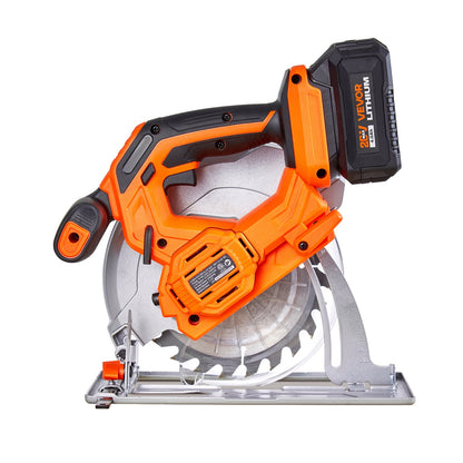 Cordless Circular Saw, 6-1/2 inch Blade, 4700 RPM Speed, 0-45 Degree Bevel Capability, Brushless Motor, LED Light, Electric Circular Saw Kit with Battery and Charger Included, for Wood Cutting