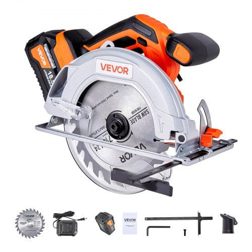Cordless Circular Saw, 7-1/4 inch Blade, 5000 RPM Speed, 0-45 Degree Bevel Capability, Brushless Motor, LED Light, Electric Circular Saw Kit with Battery and Charger Included, for Wood Cutting