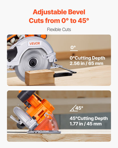 Cordless Circular Saw, 7-1/4 inch Blade, 5000 RPM Speed, 0-45 Degree Bevel Capability, Brushless Motor, LED Light, Electric Circular Saw Kit with Battery and Charger Included, for Wood Cutting