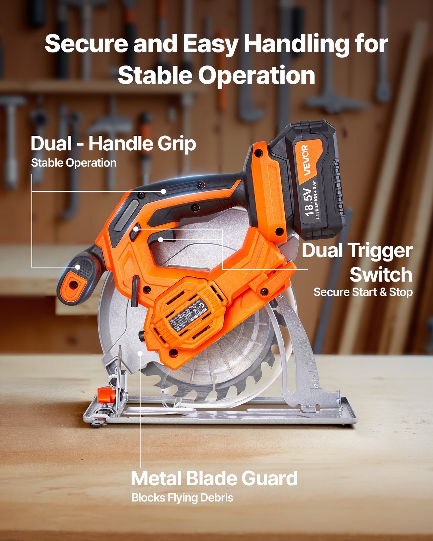 Cordless Circular Saw, 7-1/4 inch Blade, 5000 RPM Speed, 0-45 Degree Bevel Capability, Brushless Motor, LED Light, Electric Circular Saw Kit with Battery and Charger Included, for Wood Cutting