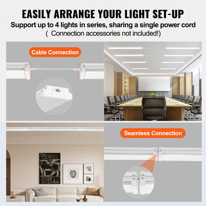 4FT LED Wraparound Light, 50W, 5500LM Flush Mount LED Shop Light, 3000K/4000K/5000K Adjustable LED Kitchen Ceiling Lighting Fixtures for Garage Office Laundry Fluorescent Tube Replacement, FCC