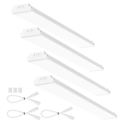 4FT LED Wraparound Light, 50W, 5500LM Flush Mount LED Shop Light, 4 Pack 6500K Daylight LED Kitchen Ceiling Lighting Fixtures, for Garage Office Laundry Fluorescent Tube Replacement, FCC