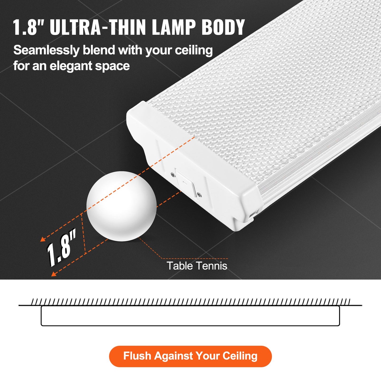 4FT LED Wraparound Light, 50W, 5500LM Flush Mount LED Shop Light, 4 Pack 6500K Daylight LED Kitchen Ceiling Lighting Fixtures, for Garage Office Laundry Fluorescent Tube Replacement, FCC