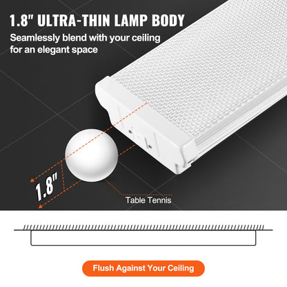 4FT LED Wraparound Light, 50W, 5500LM Flush Mount LED Shop Light, 4 Pack 6500K Daylight LED Kitchen Ceiling Lighting Fixtures, for Garage Office Laundry Fluorescent Tube Replacement, FCC
