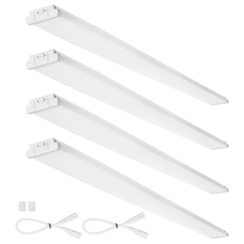 8FT LED Wraparound Light, 110W 10,000LM, Flush Mount LED Shop Light, 4 Pack 6500K Daylight LED Kitchen Ceiling Lighting Fixtures, for Garage Office Laundry Fluorescent Tube Replacement, ETL