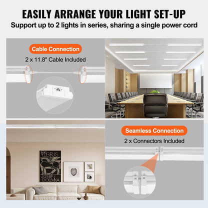 8FT LED Wraparound Light, 110W 10,000LM, Flush Mount LED Shop Light, 4 Pack 6500K Daylight LED Kitchen Ceiling Lighting Fixtures, for Garage Office Laundry Fluorescent Tube Replacement, ETL