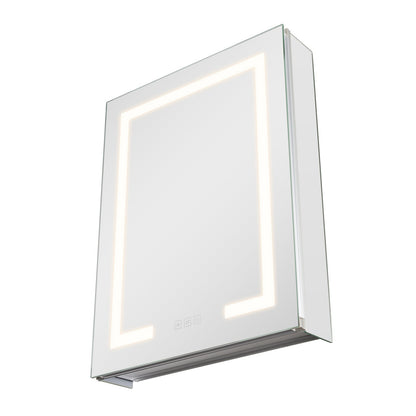 Lighted Medicine Cabinet with Mirror, 20 x 26 in Recessed or Wall Mount, 3 Color Dimmable LED Bathroom Medicine Cabinet with Double-Side Mirror, Adjustable Shelves, Memory Anti-Fog Function