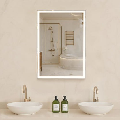 Lighted Medicine Cabinet with Mirror, 20 x 28 in Recessed or Wall Mount, 3 Color Dimmable LED Bathroom Medicine Cabinet with Bottom Lighting, Adjustable Shelve Storage, Memory Defog Function