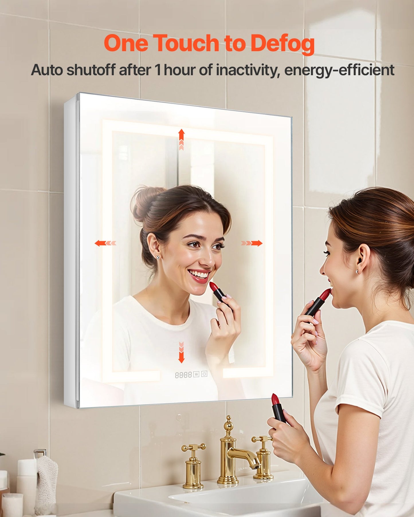 Lighted Medicine Cabinet with Mirror, 24 x 30 in Recessed or Wall Mount, 3 Color Dimmable LED Bathroom Medicine Cabinet with HD Mirror, Clock, Adjustable Shelve Storage, Memory Defog Function