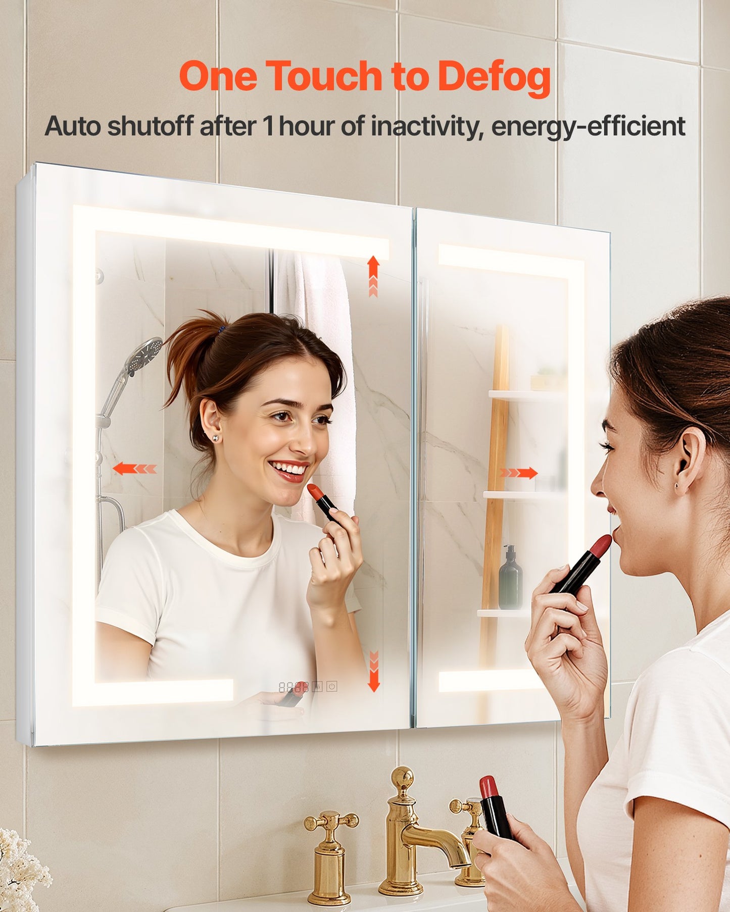 Lighted Medicine Cabinet with Mirror, 36 x 30 in Recessed or Wall Mount, 3 Color Dimmable LED Bathroom Medicine Cabinet with HD Mirror, Clock, Adjustable Shelve Storage, Memory Defog Function