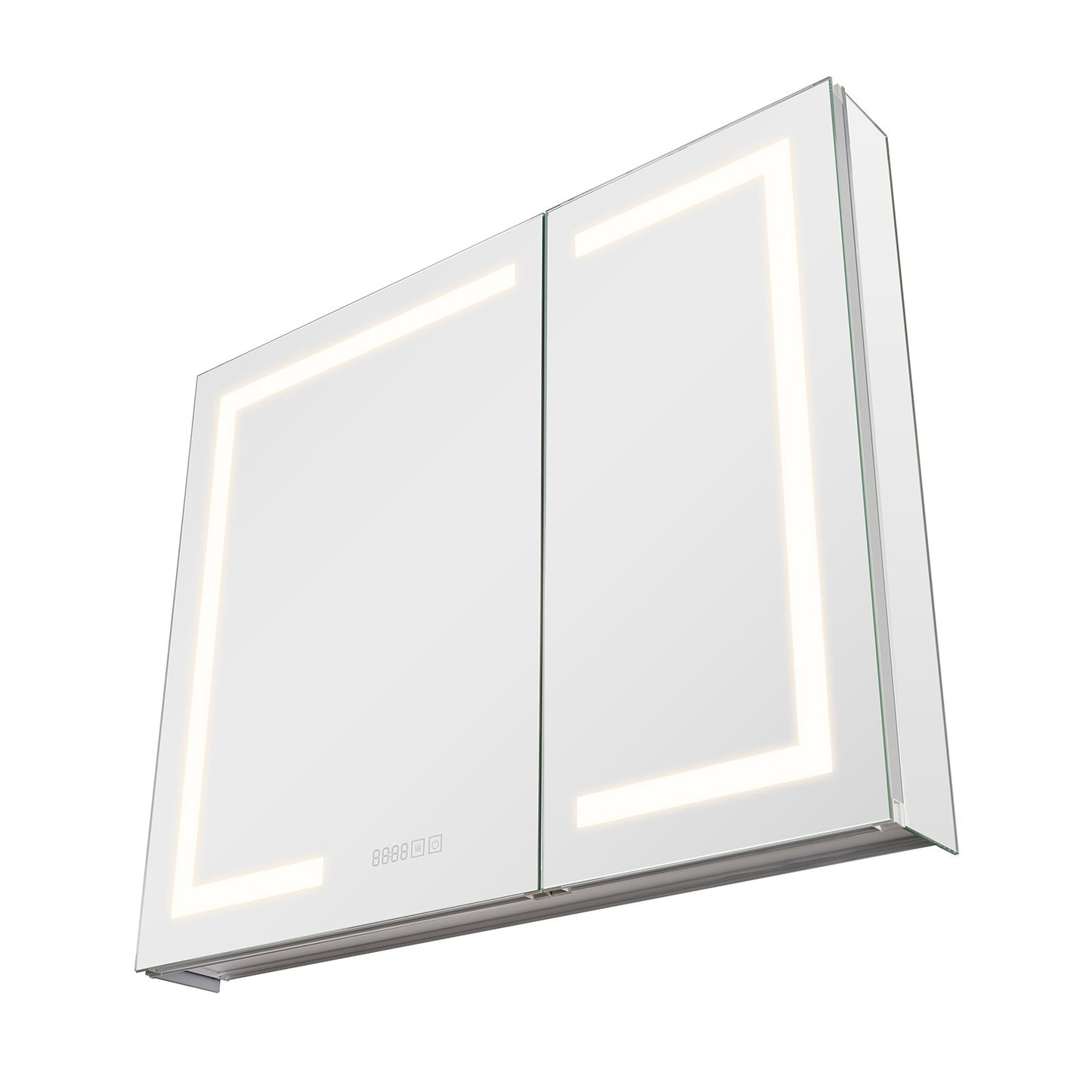 Lighted Medicine Cabinet with Mirror, 36 x 30 in Recessed or Wall Mount, 3 Color Dimmable LED Bathroom Medicine Cabinet with HD Mirror, Clock, Adjustable Shelve Storage, Memory Defog Function