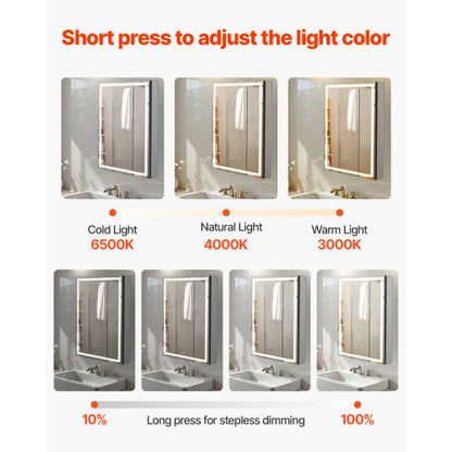 Medikamentenschrank mit Spiegel und Beleuchtung 50 x 70 cm, Wandeinbau