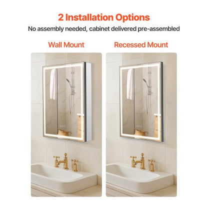 Medikamentenschrank mit Spiegel und Beleuchtung 50 x 70 cm, Wandeinbau