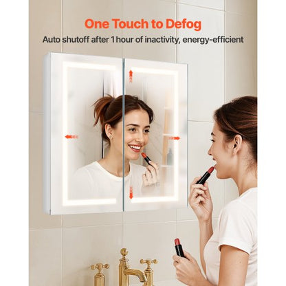 Beleuchteter Medizinschrank mit HD-Spiegel 65 x 65 cm. Einbau- oder Wandmontage.