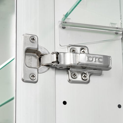 Beleuchteter Medizinschrank mit HD-Spiegel 65 x 65 cm. Einbau- oder Wandmontage.