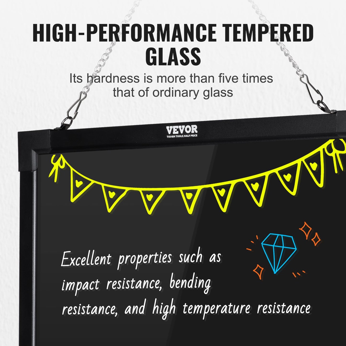 LED-Pinnwand, Leuchttafel, beleuchtet, löschbar, 405 x 605 mm